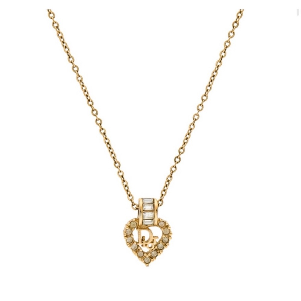 Christian Dior CD Vintage heart necklace gold tone